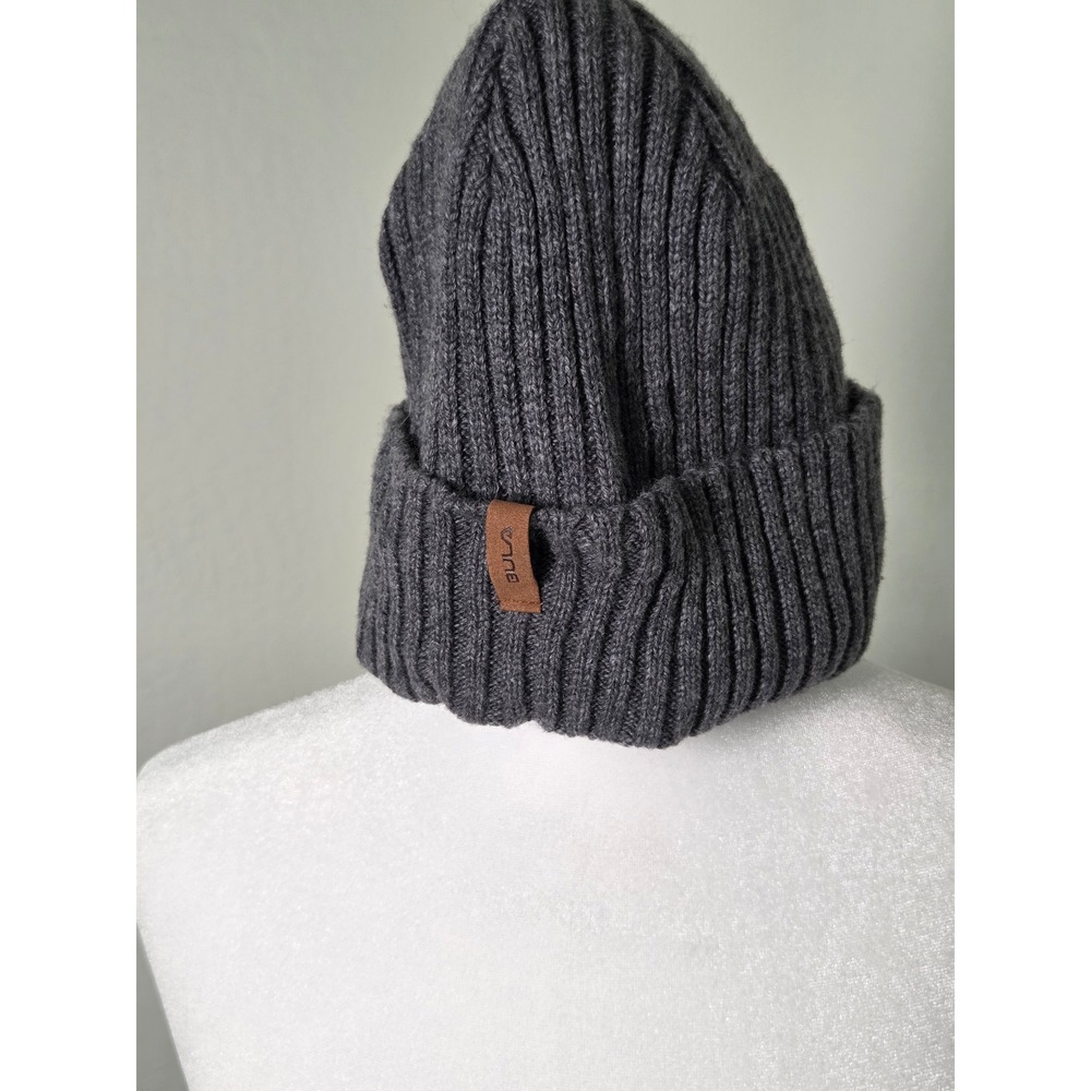 Bula Mens Charcoal Gray Ribbed Knit Cuffed Beanie Fleece Lined Winter Hat OS